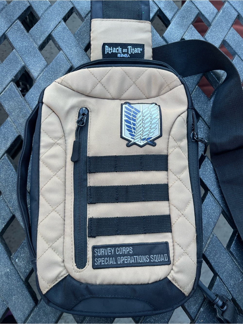 Black /Tan Tactical Anime Sling Bag “Attack On Titan” Scout Regiment